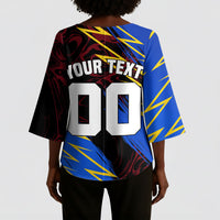 Personalized Antigua And Barbuda Cricket Kimono Sleeve Blouse Falcons Caribbean Lightning Abstract Graphic