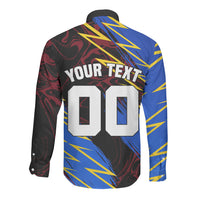 Personalized Antigua And Barbuda Cricket Long Sleeve Button Shirt Falcons Caribbean Lightning Abstract Graphic