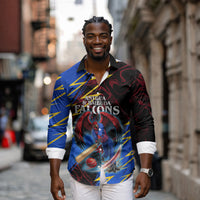 Personalized Antigua And Barbuda Cricket Long Sleeve Button Shirt Falcons Caribbean Lightning Abstract Graphic