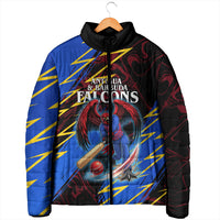 Personalized Antigua And Barbuda Cricket Padded Jacket Falcons Caribbean Lightning Abstract Graphic