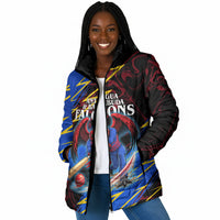 Personalized Antigua And Barbuda Cricket Padded Jacket Falcons Caribbean Lightning Abstract Graphic