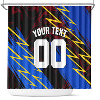 Personalized Antigua And Barbuda Cricket Shower Curtain Falcons Caribbean Lightning Abstract Graphic