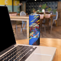 Personalized Antigua And Barbuda Cricket Skinny Tumbler Falcons Caribbean Lightning Abstract Graphic