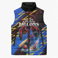 Personalized Antigua And Barbuda Cricket Sleeveless Puffer Jacket Falcons Caribbean Lightning Abstract Graphic