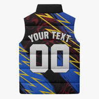 Personalized Antigua And Barbuda Cricket Sleeveless Puffer Jacket Falcons Caribbean Lightning Abstract Graphic