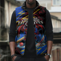 Personalized Antigua And Barbuda Cricket Sleeveless Puffer Jacket Falcons Caribbean Lightning Abstract Graphic