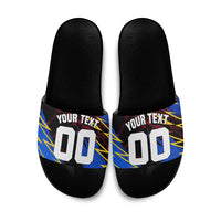 Personalized Antigua And Barbuda Cricket Slide Sandals Falcons Caribbean Lightning Abstract Graphic