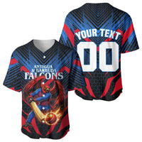 Personalized Antigua And Barbuda Cricket Falcons Baseball Jersey Abstract Hexagon Pattern Sport