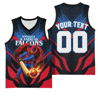 Personalized Antigua And Barbuda Cricket Falcons Basketball Jersey Abstract Hexagon Pattern Sport