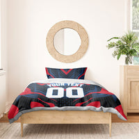 Personalized Antigua And Barbuda Cricket Falcons Bedding Set Abstract Hexagon Pattern Sport