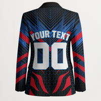 Personalized Antigua And Barbuda Cricket Falcons Blazer Abstract Hexagon Pattern Sport