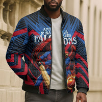 Personalized Antigua And Barbuda Cricket Falcons Bomber Puffer Jacket Abstract Hexagon Pattern Sport