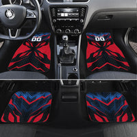 Personalized Antigua And Barbuda Cricket Falcons Car Mats Abstract Hexagon Pattern Sport