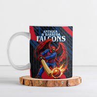 Personalized Antigua And Barbuda Cricket Falcons Ceramic Mug Abstract Hexagon Pattern Sport