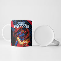 Personalized Antigua And Barbuda Cricket Falcons Ceramic Mug Abstract Hexagon Pattern Sport