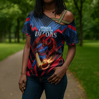 Personalized Antigua And Barbuda Cricket Falcons Cross Shoulder Shirt Abstract Hexagon Pattern Sport
