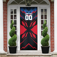 Personalized Antigua And Barbuda Cricket Falcons Door Cover Abstract Hexagon Pattern Sport