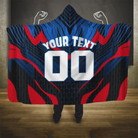 Personalized Antigua And Barbuda Cricket Falcons Hooded Blanket Abstract Hexagon Pattern Sport