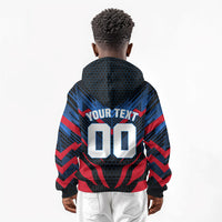 Personalized Antigua And Barbuda Cricket Falcons Kid Hoodie Abstract Hexagon Pattern Sport