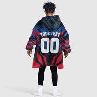 Personalized Antigua And Barbuda Cricket Falcons Kid Wearable Blanket Hoodie Abstract Hexagon Pattern Sport