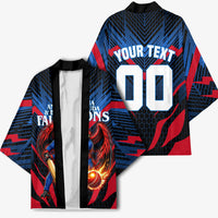 Personalized Antigua And Barbuda Cricket Falcons Kimono Abstract Hexagon Pattern Sport