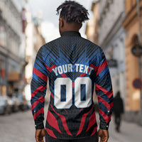 Personalized Antigua And Barbuda Cricket Falcons Long Sleeve Button Shirt Abstract Hexagon Pattern Sport