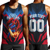 Personalized Antigua And Barbuda Cricket Falcons Men Tank Top Abstract Hexagon Pattern Sport