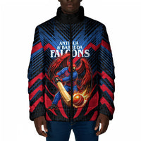 Personalized Antigua And Barbuda Cricket Falcons Padded Jacket Abstract Hexagon Pattern Sport