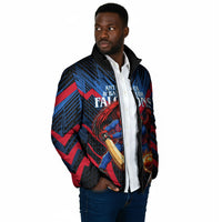 Personalized Antigua And Barbuda Cricket Falcons Padded Jacket Abstract Hexagon Pattern Sport