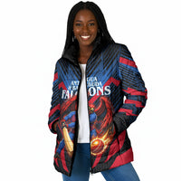 Personalized Antigua And Barbuda Cricket Falcons Padded Jacket Abstract Hexagon Pattern Sport
