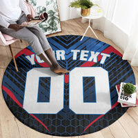 Personalized Antigua And Barbuda Cricket Falcons Round Carpet Abstract Hexagon Pattern Sport