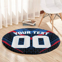 Personalized Antigua And Barbuda Cricket Falcons Round Carpet Abstract Hexagon Pattern Sport