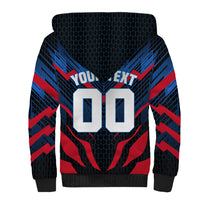 Personalized Antigua And Barbuda Cricket Falcons Sherpa Hoodie Abstract Hexagon Pattern Sport