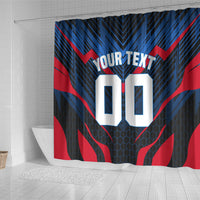 Personalized Antigua And Barbuda Cricket Falcons Shower Curtain Abstract Hexagon Pattern Sport
