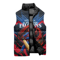 Personalized Antigua And Barbuda Cricket Falcons Sleeveless Puffer Jacket Abstract Hexagon Pattern Sport