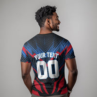 Personalized Antigua And Barbuda Cricket Falcons T shirt Abstract Hexagon Pattern Sport