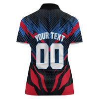 Personalized Antigua And Barbuda Cricket Falcons Women Polo Shirt Abstract Hexagon Pattern Sport