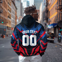 Personalized Antigua And Barbuda Cricket Falcons Zip Hoodie Abstract Hexagon Pattern Sport