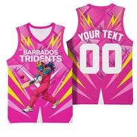 Personalized Barbados Tridents Basketball Jersey Cricket Mascot Dynamic Anime Art