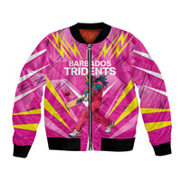 Personalized Barbados Tridents Bomber Jacket Cricket Mascot Dynamic Anime Art