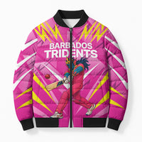 Personalized Barbados Tridents Bomber Puffer Jacket Cricket Mascot Dynamic Anime Art