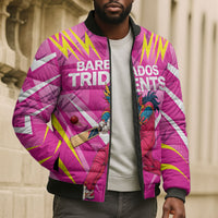 Personalized Barbados Tridents Bomber Puffer Jacket Cricket Mascot Dynamic Anime Art