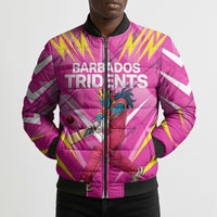 Personalized Barbados Tridents Bomber Puffer Jacket Cricket Mascot Dynamic Anime Art