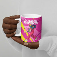 Personalized Barbados Tridents Ceramic Mug Cricket Mascot Dynamic Anime Art