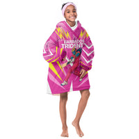 Personalized Barbados Tridents Kid Wearable Blanket Hoodie Cricket Mascot Dynamic Anime Art