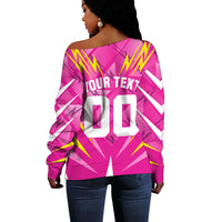 Personalized Barbados Tridents Off Shoulder Sweater Cricket Mascot Dynamic Anime Art
