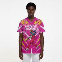 Personalized Barbados Tridents Scrub Top Cricket Mascot Dynamic Anime Art
