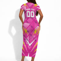 Personalized Barbados Tridents Short Sleeve Bodycon Dress Cricket Mascot Dynamic Anime Art
