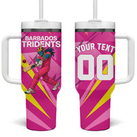 Personalized Barbados Tridents Tumbler With Handle Cricket Mascot Dynamic Anime Art