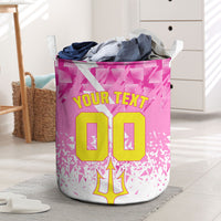 Personalized Barbados Tridents Cricket Laundry Basket Trident Graphic Splash Pattern Caribbean Sport